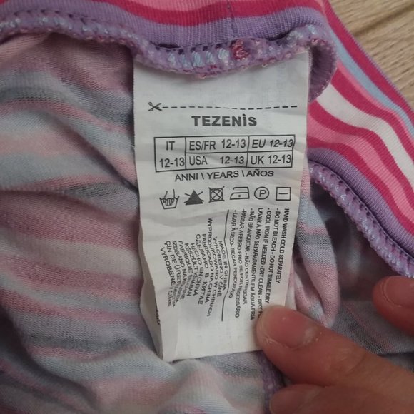 Purple, pink, white, blue, striped Soft Leggings Girl's Size S - Picture 3 of 5